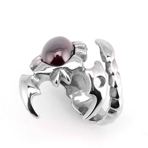 Bague Scorpion en Acier Inoxydable Rétro pour Hommes Avec Strass Rouge Style Punk Gothique Bijoux pour Hommes