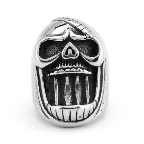 Creative Men Punk Skull Beer Bottle Opener Stainless Steel Ring Gothic Vintage Biker Finger Ring Fashion Men Jewelry Gift
