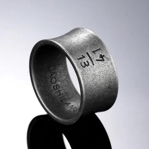 Vintage Distressed Titanium Steel Wide Band Ring Industrial Gothic Punk Style Unisex Finger Jewelry Accessories