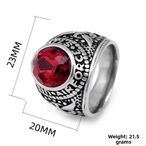 Vintage Stainless Steel Military Signet Ring For Men Eagle Relief Rhinestone Inlaid Air Force Style Retro Jewelry Gift