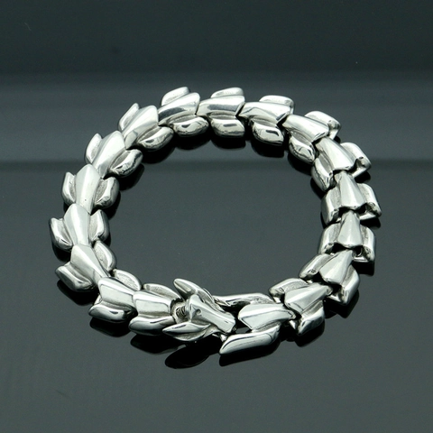 Men Dragon Head Titanium Steel Bracelet Hip Hop Punk Dragon Scale Bone Chain Domineering Electroplated Jewelry Gift