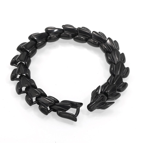Men Dragon Head Titanium Steel Bracelet Hip Hop Punk Dragon Scale Bone Chain Domineering Electroplated Jewelry Gift
