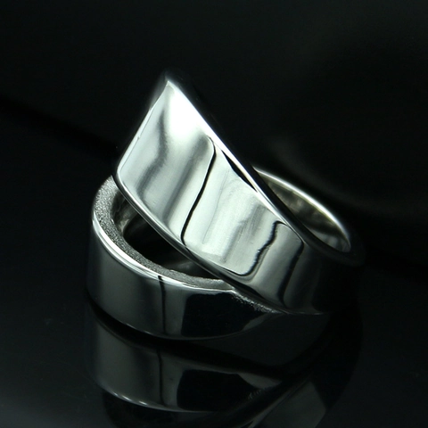 Titanium Steel Bottle Opener Ring For Men Minimalist Geometric Wide Band Mirror Polished Industrial Style Functional Jewelry