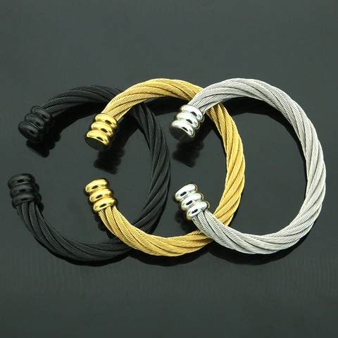 Herren Edelstahl Kabeldraht Manschette Armband Punk Totenkopf Gedrehtes Armreif Personalisiertes Industrie Schmuck Geschenk