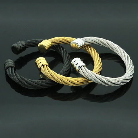 Herren Edelstahl Kabeldraht Manschette Armband Punk Totenkopf Gedrehtes Armreif Personalisiertes Industrie Schmuck Geschenk