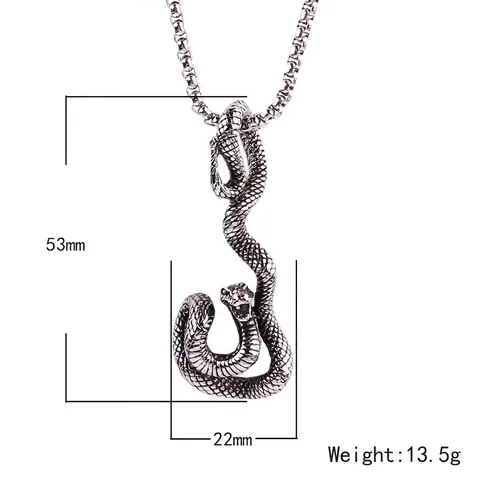 Retro Roestvrij Stalen Slang Hanger Ketting Voor Mannen Punk Hip Hop Dier Slang Sieraden Vintage Gelakte Distressed Afwerking