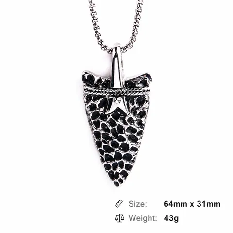 Men Vintage Titanium Steel Arrowhead Pendant Necklace Punk Rock Arrow Head Charm Polished Neck Jewelry Gift For Men