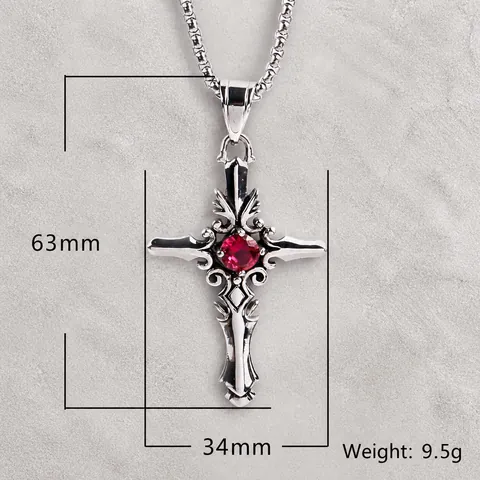 Gotisch Vintage Heiliges Herz Kreuz Halskette Für Herren Edelstahl Titanstahl Filigran Schnörkelwerk Anhänger Schmuck