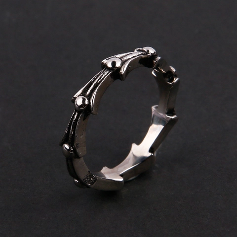 Retro Gotische Roestvrijstalen Kruisbloem Ring Voor Mannen Vrouwen Gepersonaliseerde Punk Doorn Kralen Verweerde Band Sieraden