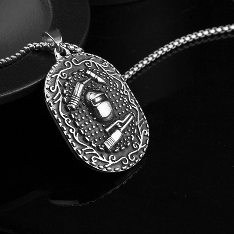 Collana con Ciondolo a Rilievo con Maschera da Saldatura Uomo Acciaio al Titanio Industriale Punk Hip Hop Gioielli Regalo