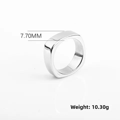 Bague Carrée en Acier Titane Minimaliste Finition Miroir Polie Anneau Géométrique Bijoux de Mode Unisexe Accessoire Tendance Quotidien