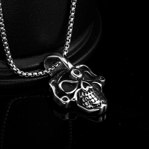 Gothic Doodshoofd Hanger Halsketting Roestvrij Staal Titanium Punk Hip Hop Sieraden Halloween Feest Cadeau Voor Heren