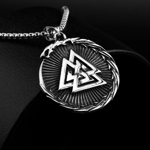 Collana con Ciondolo Vichingo Nordico Valknut Vegvisir per Uomo Vintage Acciaio Inossidabile Hip Hop Punk Bussola Gioielli
