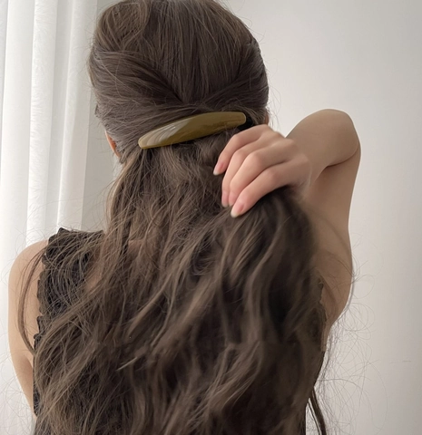 Fermaglio per Capelli Coreano Minimalista in Plastica per Donna Elegante Clip a Coda di Cavallo Color Morandi Retro Grande Accessori