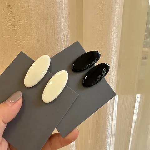 Pince à Cheveux Ovale à Bec de Canard pour Femme Style Français Épingle Latérale en Plastique Brillant Accessoires