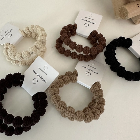 Koreaanse Stijl Hoog Elastische Pluche Haarelastieken Dames Bubbeltextuur Scrunchies Handgemaakte Stof Ponytail Houders Mode Haaraccessoires