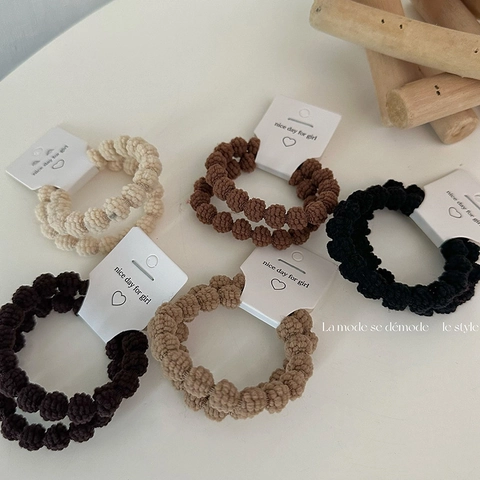 Koreaanse Stijl Hoog Elastische Pluche Haarelastieken Dames Bubbeltextuur Scrunchies Handgemaakte Stof Ponytail Houders Mode Haaraccessoires