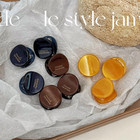 Mini Pinzas de Pelo Redondas de Acetato para Mujer Horquilla Hecha a Mano Vintage Francés Accesorios Pequeños para el Cabello