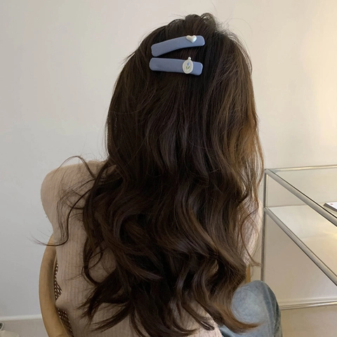 Pinzas para el Pelo de Cuero PU con Corazón y Tulipa para Mujer Pinzas Laterales Color Morandi Accesorios de Moda