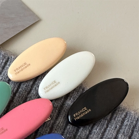 Minimalist Oval Acetate Hair Clip For Women French Style Handmade Duckbill Side Clip Solid Color Geometric Hair Accessories