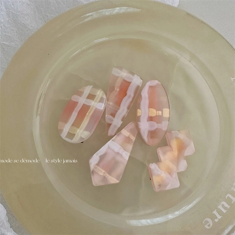 Pinza para el Cabello Transparente Color Gelatina Degradado Rosa Acrílico Dulce Mármol Cuadros Pinza Pico de Pato Estilo Coreano Hecho Mano