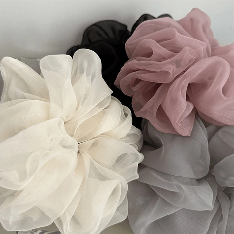 Coleteros de Organza Extragrandes de Estilo Vintage Francés Elegantes Gomas de Pelo de Gasa Soporte para Coleta Grande para Mujer