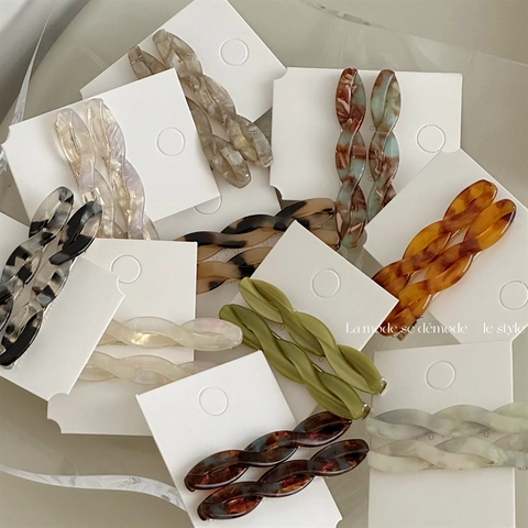 Eleganti Mollette per Capelli in Acetato con Design a Torsione per Donna Motivo Marmo Leopardato Fermagli per Capelli