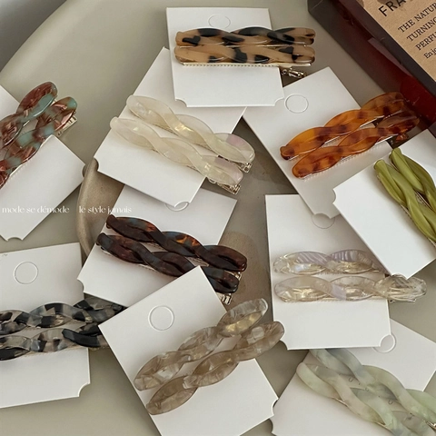 Eleganti Mollette per Capelli in Acetato con Design a Torsione per Donna Motivo Marmo Leopardato Fermagli per Capelli