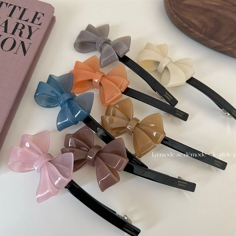Pinza de Pelo con Lazo de Color Gelatina de Acetato Elegante para Mujer Pasador de Resorte Hecho a Mano de Estilo Francés
