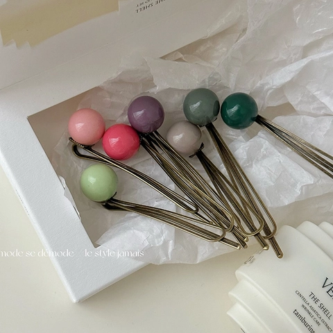 Pinces À Cheveux En Alliage De Boules Rondes Colorées De Style Coréen Pour Femmes Épingles À Cheveux En Métal Bronze Vintage Accessoires De Cheveux