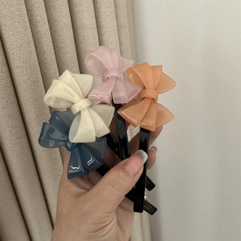 Pinza de Pelo con Lazo de Color Gelatina de Acetato Elegante para Mujer Pasador de Resorte Hecho a Mano de Estilo Francés