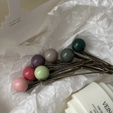 Pinces À Cheveux En Alliage De Boules Rondes Colorées De Style Coréen Pour Femmes Épingles À Cheveux En Métal Bronze Vintage Accessoires De Cheveux