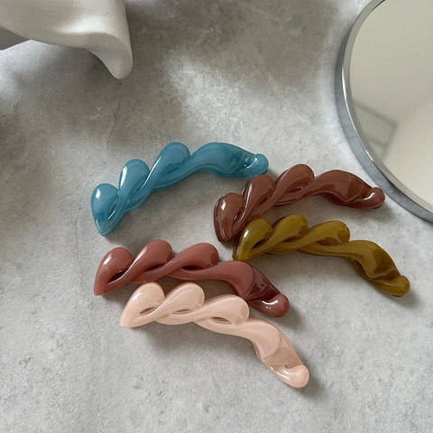 Elegant Twist Solid Color Banana Hair Clip For Women Korean Style Resin High Ponytail Holder Fashion Hair Accessories Headwear