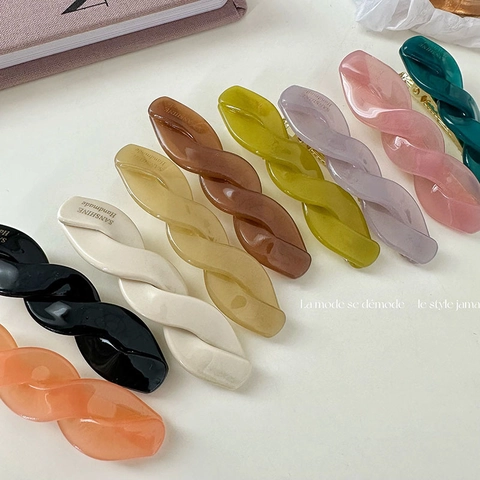 Pinza para el Pelo de Acetato Trenzado Estilo Coreano Dulce Pinza de Pico de Pato Elegante Color Sólido Hecho a Mano Mujer