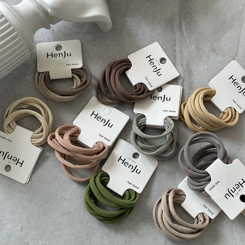 Minimalist High Elastic Hair Ties Set Seamless Fabric Hair Bands For Women Korean Style Morandi Colors Hair Accessories