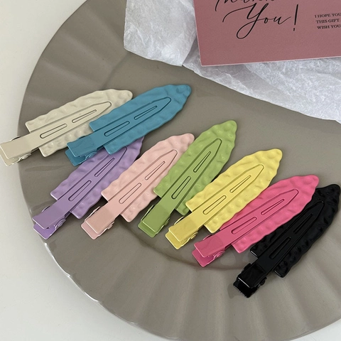 Korean Style Irregular Wave Metal Hair Clip Matte Colorful No-Trace Duckbill Clip Minimalist Daily Hair Accessories Women