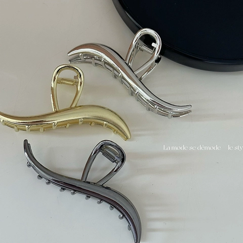 Minimalistische Große Welle Metall Haarklammer Stromlinien Haifisch Clip Elegante Glänzende Legierung Haarnadel Damen Kopfschmuck