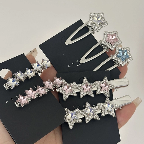 Fermagli per Capelli a Stella con Strass Scintillanti in Lega Rosa Bianco Cristallo Forcine per Capelli Accessori per Capelli Donna Ragazze