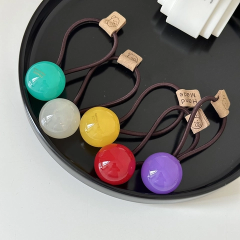 Coleteros de Bola de Resina de Color Caramelo Con Cuerda Elástica Etiqueta de Oso Estilo Coreano para Mujeres