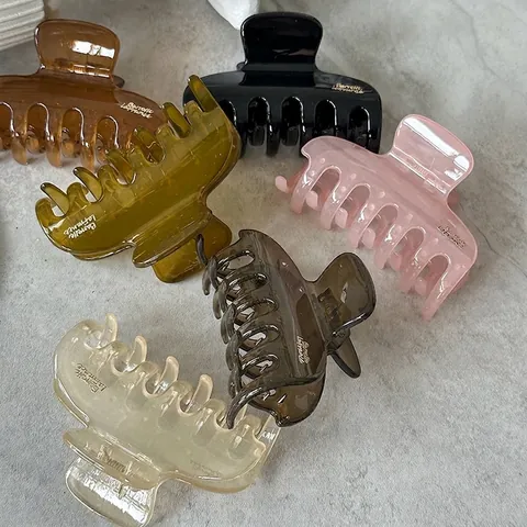 Pinzas para el Pelo de Plástico Brillante de Estilo Francés Pinzas Grandes de Color Sólido Antideslizantes para Mujeres Accesorios