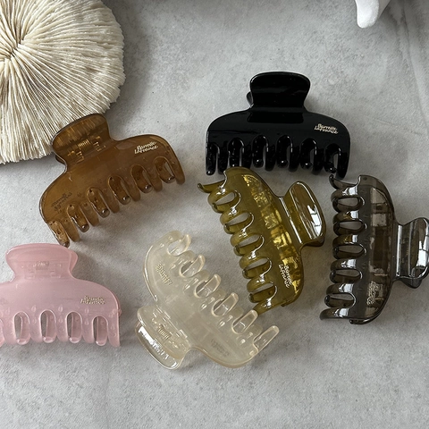 Pinzas para el Pelo de Plástico Brillante de Estilo Francés Pinzas Grandes de Color Sólido Antideslizantes para Mujeres Accesorios
