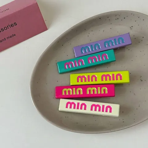 Pinzas para el Cabello con Letras Color Caramelo Dopamina Estilo Coreano Moda Estampado de Letras Pinzas de Pico de Pato Pinzas Laterales para Mujeres Niñas