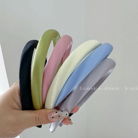 Diadema de Satén Acolchada con Esponja Vintage Francés para Mujer Color Sólido Diadema Gruesa Accesorios para el Cabello Diarios para Lavar la Cara