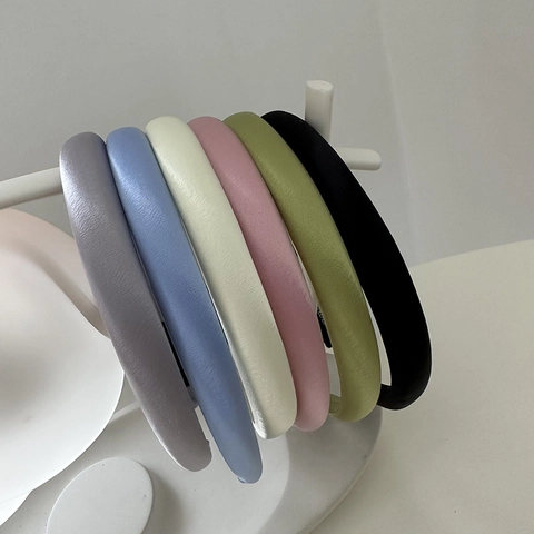Diadema de Satén Acolchada con Esponja Vintage Francés para Mujer Color Sólido Diadema Gruesa Accesorios para el Cabello Diarios para Lavar la Cara