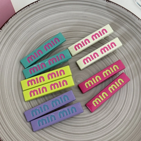 Pinzas para el Cabello con Letras Color Caramelo Dopamina Estilo Coreano Moda Estampado de Letras Pinzas de Pico de Pato Pinzas Laterales para Mujeres Niñas