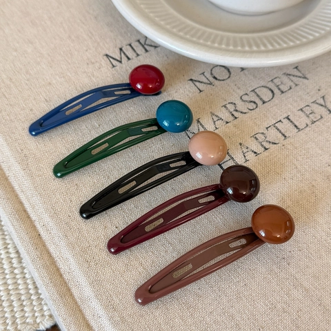 Pinzas para el Pelo BB con Bola de Color de Caramelo Cuenta de Resina Esmalte Clip Lateral para Mujer Accesorios para Pelo