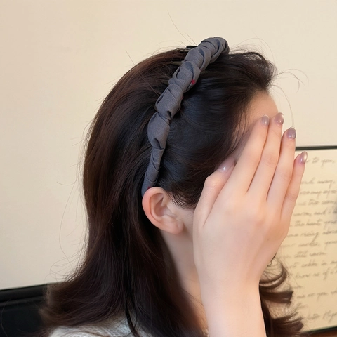 Koreanischer Stil Stoff Umwickelt Haarreif Mit Rutschfesten Zähnen High Top Cranium Plissee Stirnband Für Damen Haarschmuck