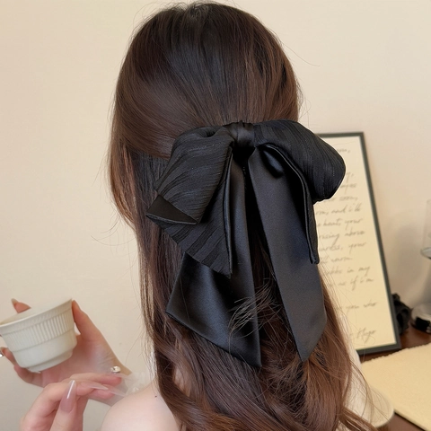 Eleganter Großer Satin Schleife Haarspange Französischer Stil Übergroße Bänder Pferdeschwanz Halter Krallenclip Süße Prinzessin Haarschmuck