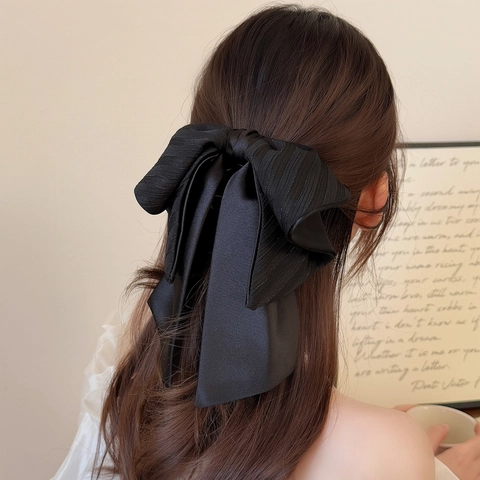 Eleganter Großer Satin Schleife Haarspange Französischer Stil Übergroße Bänder Pferdeschwanz Halter Krallenclip Süße Prinzessin Haarschmuck