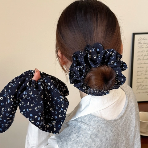 Coleteros De Flores Estilo Pastoral Francés Para Mujer Vintage Plisados De Doble Capa Gomas Para El Pelo Elegante Lazo Para El Cabello